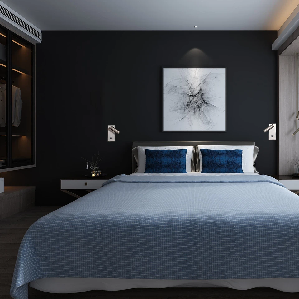 recessed reading lights over bed