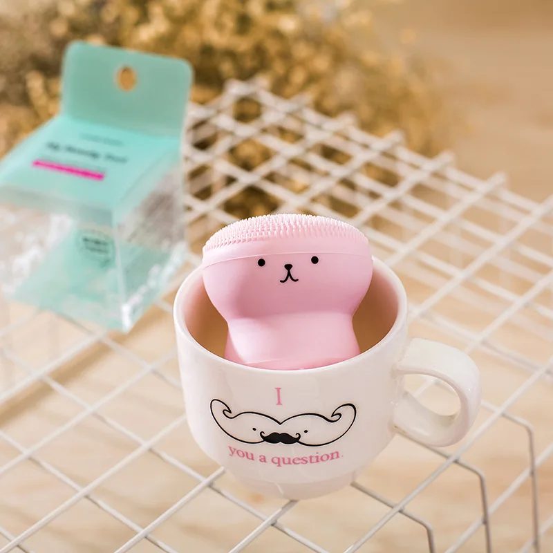 Cute Lovely Small Octopus Shape Silicone Facial Cleaning Brush Soft Deep Cleansing Exfoliator Face Cleanser Washing Brush-1