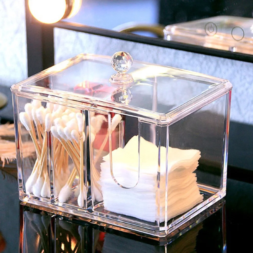 

Transparent Acrylic empty Cotton Swab Box Cosmetics Jewelry Storage Box Cleansing Cotton Finishing Desktop comestic organizer