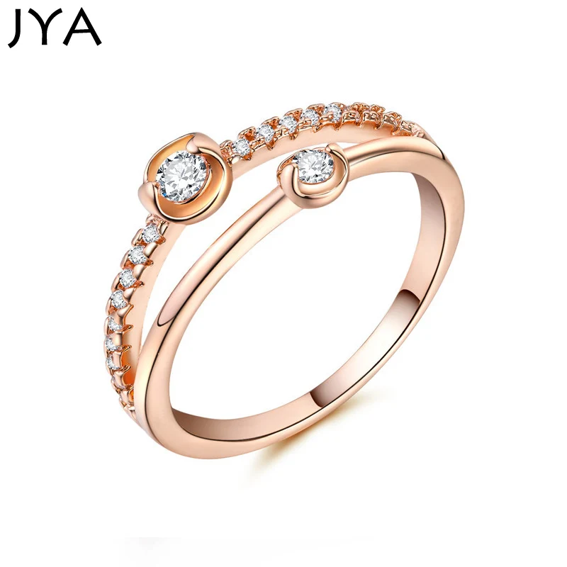 

JYA Trendy Original Gemini Star Ring Rose Golden Binary Star Zircon Amazing Reception Engagement Rings for Women Fashion Jewelry
