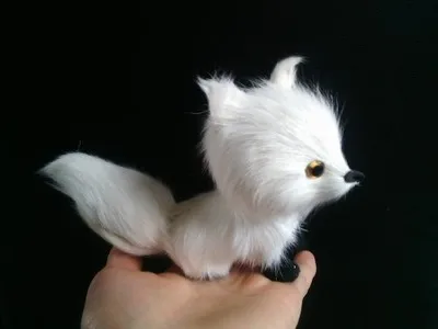 

about 14x10cm big head white fox fur model toy polyethylene & furs resin handicraft,decoration baby toy Christmas gift a2346