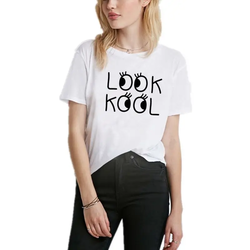 2018 Summer T Shirt Look Kool Print Tee Shirt Femme T-shirt Casual Short Sleeve O-neck