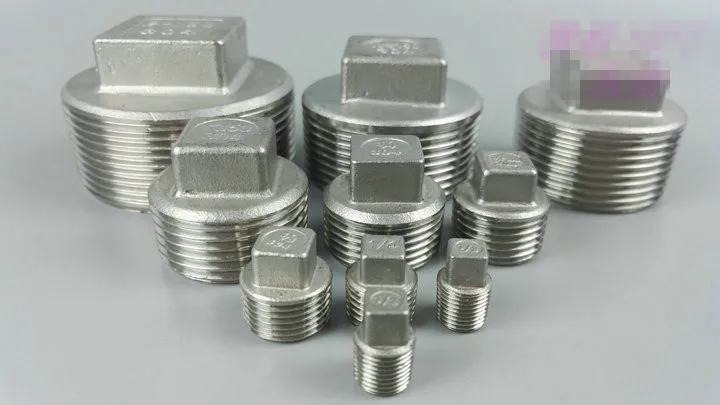 1PCS BSPT DN65 DN80 DN100 2-1/2" 3" 4" Malleable Square Head Pipe Fitting Plug Threaded Male Stainless Steel 304 |