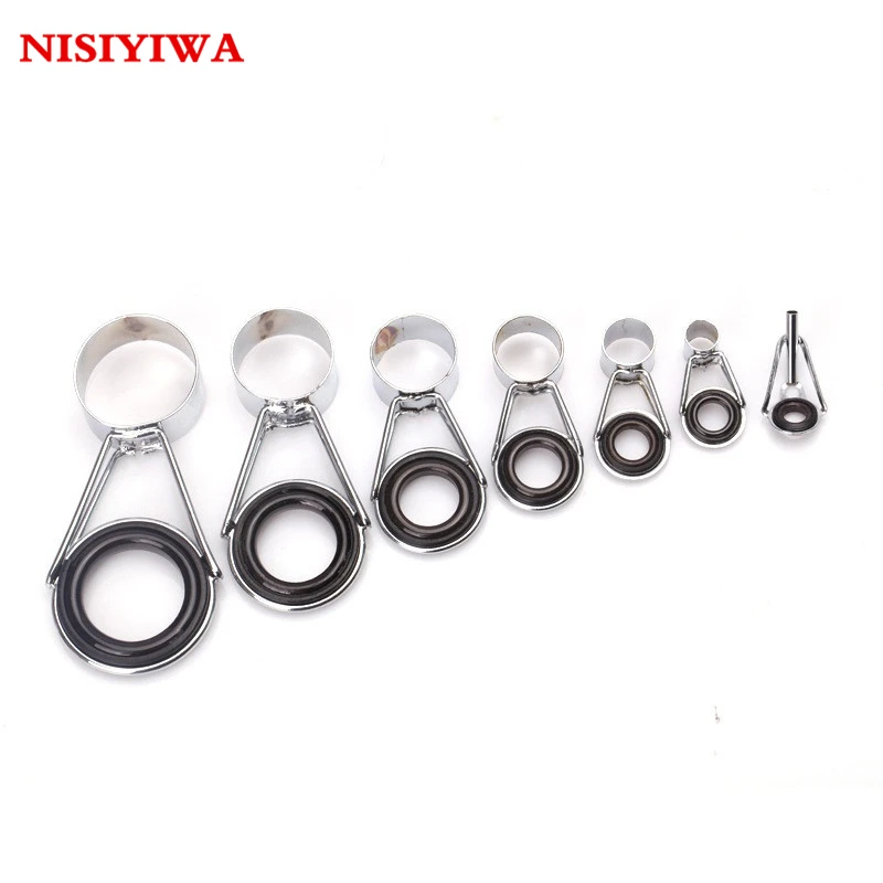 

7pcs/set Fishing Rod Guide Ring Set Repair Kits Stainless Iron+Porcelain 6 Guide Rings+ 1 Top Ring Fishing Tools Repair Kits