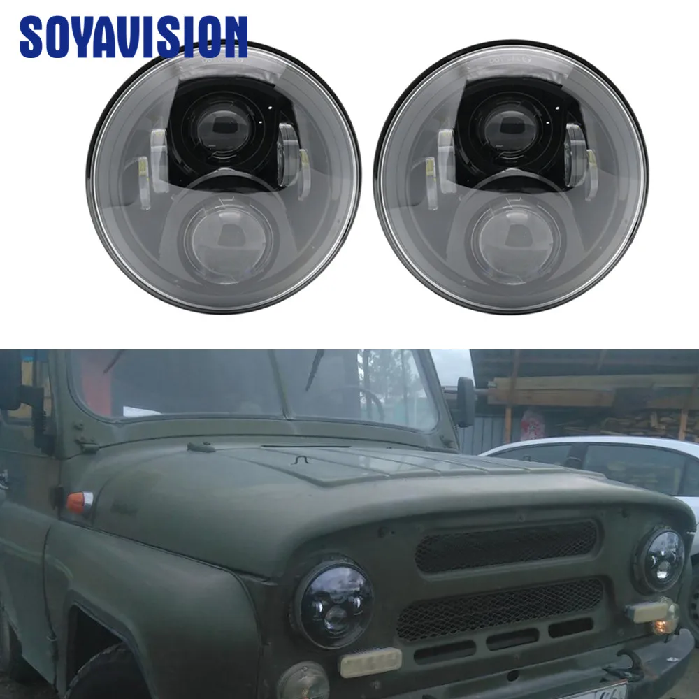 

2pcs 7" LED Headlight with Amber Turn Signal Halo Daytime Running Light For Jeep JK Lada Niva 4x4 7" LED Headlamps Headlights