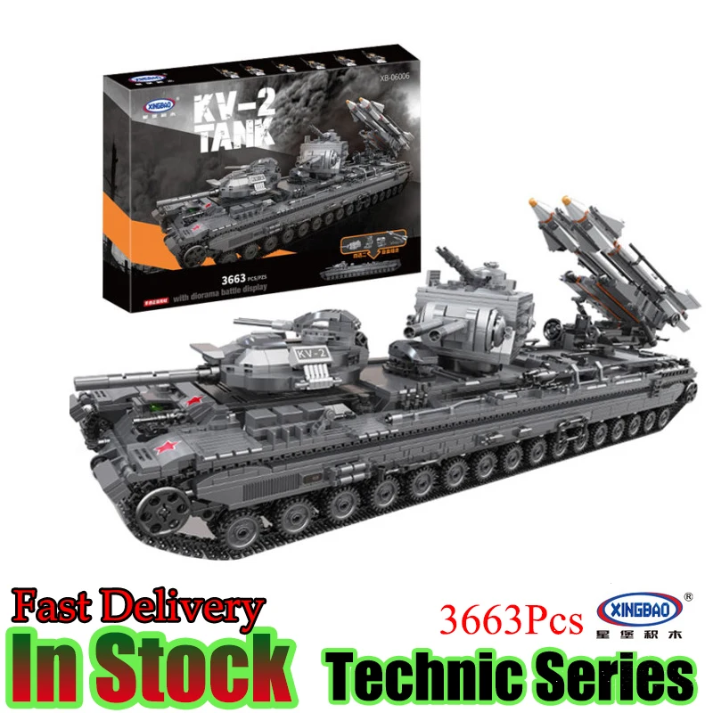 

XingBao 06006 Technic Creative MOC 3663Pcs Military weapon Series The KV-2 Tank Building Block Bricks Educational Toys gift