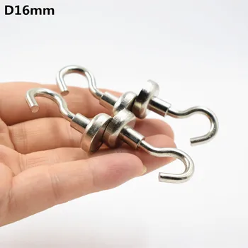 

4pcs Strong Mini Magnetic Circular Hook Hanger Magnets Linked Home Kitchen Wall Hold power neodymium magnet hook