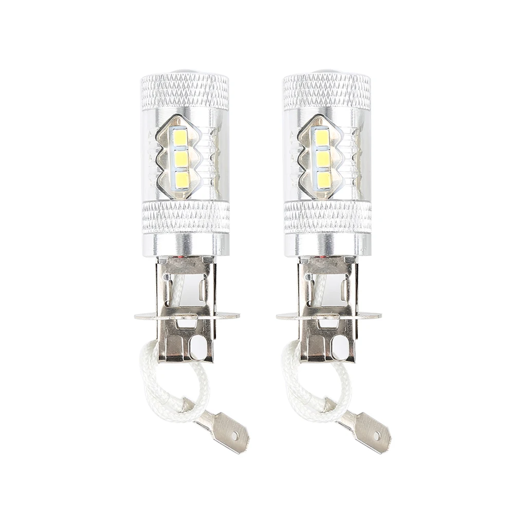 

2Pcs H3 Fog Light Car Daytime Driving Running Bulbs Replacement 80W 6000K Bright LED Headlights Bulb Lamps Auto Parts