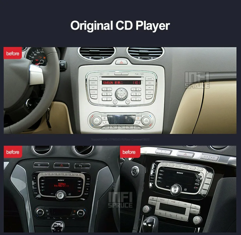 Sale Android 8.1 Car dvd for Ford focus Mondeo S-max smax Kuga c-max 2009 2010 2011 with radio gps media player 1024*600 navigation 7