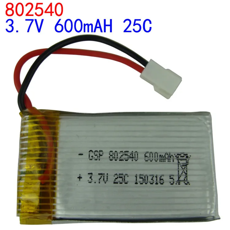 

Lipo Battery 3.7V 600mAh 25C 802540 For Syma X5C X5SW ZK905 M68 Remote Control Aircraft li-po Battery 3.7 V 600 mAh XH Plug