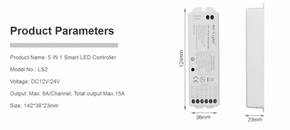 MiLight LS2 5 в 1 умный светодиодный контроллер для одного цвета RGB RGBW RGB+ CCT Светодиодная лента совместима с FUT089/B8 сенсорной панелью дистанционного управления