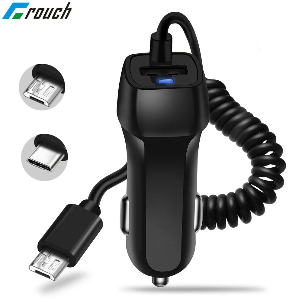

Crouch LED Quick Usb Car charger with Micro usb Type c cable fast Car charger for Samsung s9 s8 Plus Huawei xiaomi Car-charger