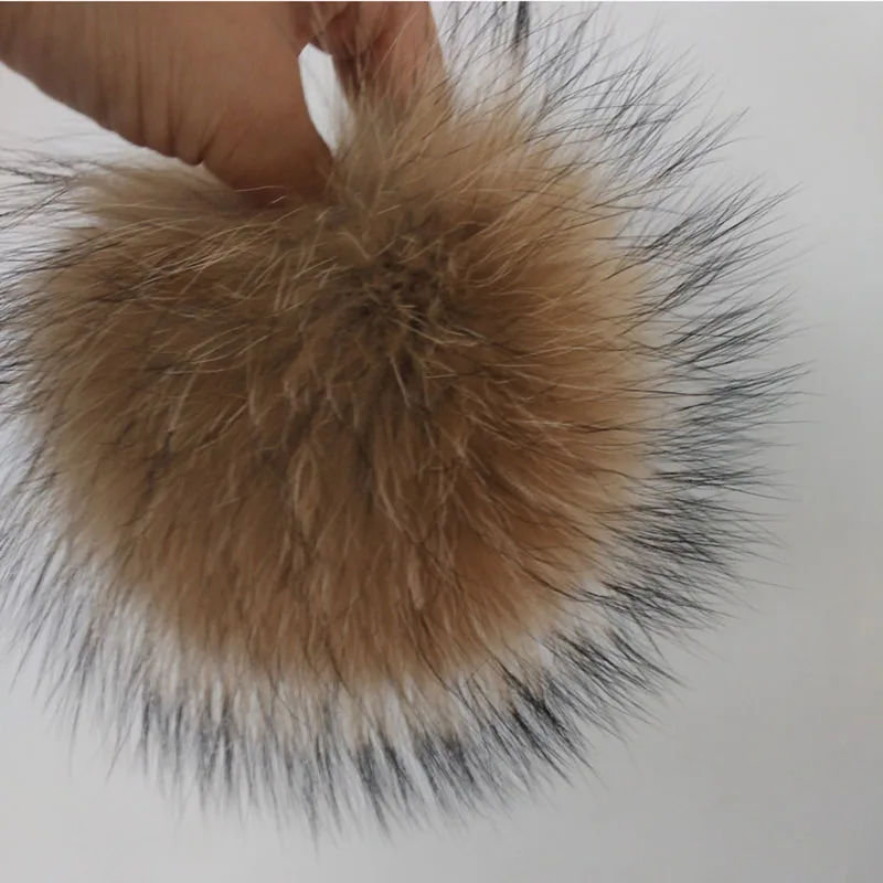 12-15 см натуральный Hairball Hat Pom ручная работа DIY действительно Лисий большой шарик для волос аксессуары для шапок помпон с пряжкой