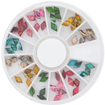 1 Wheel NEW 60pcs Japan Styles 4x7mm Rhombus Shape Shell Stone For DIY Nails Art Accessory Fashion Decorations Beauty Tools