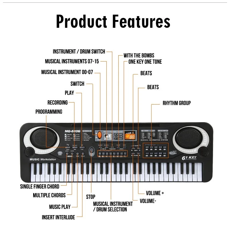 

FARFEJI Battery Operated Piano Musical Instruments For Children Educational Toys Electric Piano