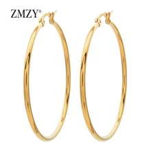 ZMZY трендовые большие серьги круглые большие гладкие круглые серьги из нержавеющей стали баскетбольные серьги с петлей для женщин ювелирные изделия