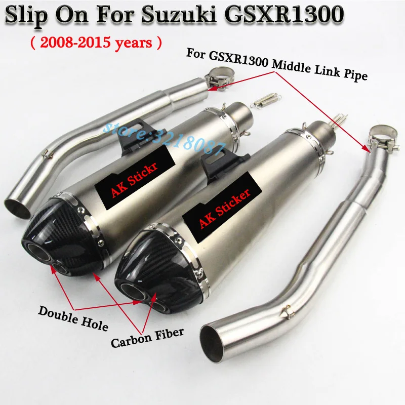 

Hayabusa GSX1300R Motorcycle Exhaust Modified 2 Hole Muffler Middle Connector Link Pipe Slip On For Suzuki GSXR1300 2008-2015