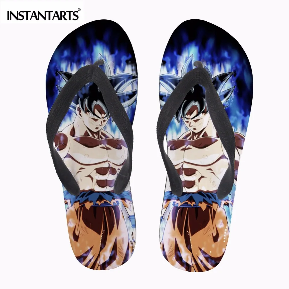 

INSTANTARTS Fashion Anime Dragon Ball Z Print Mens Slippers Cool Super Saiyan Son Goku Flip Flops Rubber Summer Beach Flip-Flop