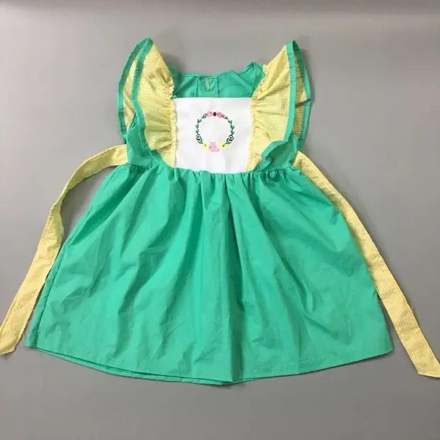 

2019 Conice NINI Boutique Clothes Children Sleeveless Embroidery Woven Fabric Baby Remake Girls Ruffle Dresses LYQ812-534