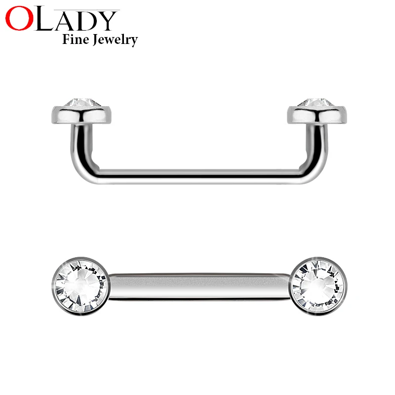 

100% Titanium G23 internally threaded Surfacel Barbell With Flat Top Piercing Jewelry silver