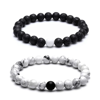 Bracelet Perle Noir Et Blanc