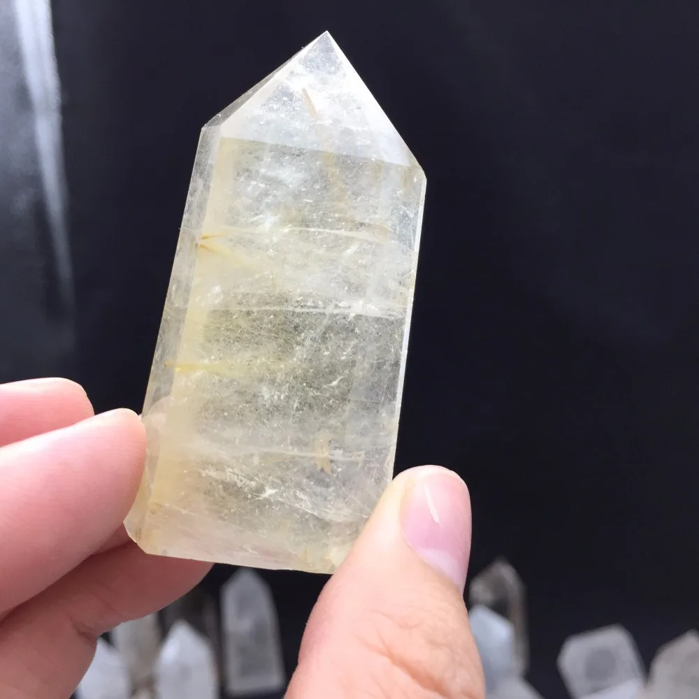 D12(46g) Special High Quality Natural Quartz Crystal Stones and Golden