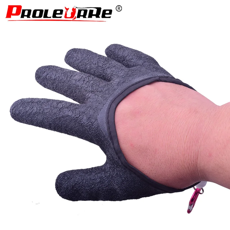 Fishing Gloves Proleurre Fishing PE non-slip material Hands Fishing Gloves for Handing Fish Safety with Magnet Release tool