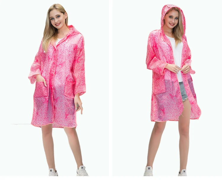 Yuding женский дождевик Универсальный дождевик для девочек пончо Водонепроницаемый модный кружевной полупрозрачный дождевик для женщин с капюшоном - Цвет: pink