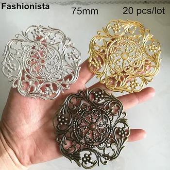 

75mm Large Metal Filigrees,Gold,Silver,Bronze Metal Embellishments Supply Base Scrapbooking Decoration Jewelry Findings