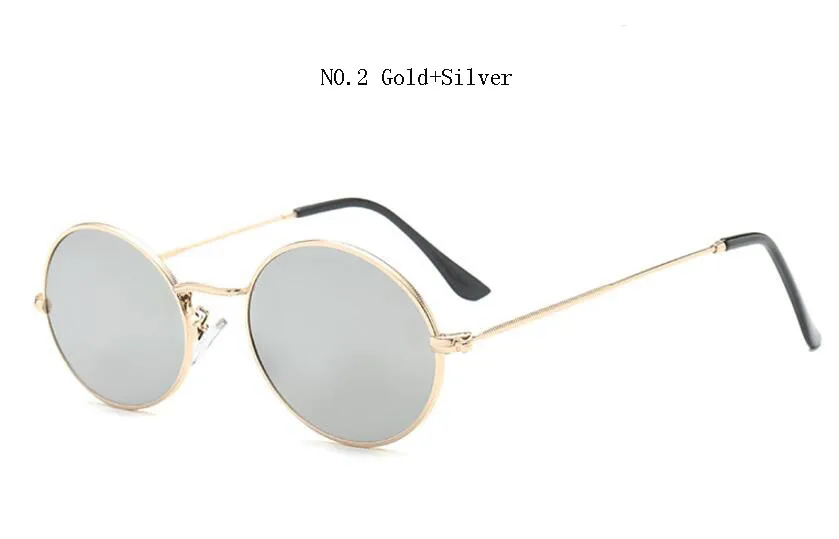 Овальные Солнцезащитные очки маленького размера, золотисто-черные зеркальные круглые солнцезащитные очки, женские винтажные очки, красные Роскошные брендовые дизайнерские очки uv400 - Цвет линз: gold silver