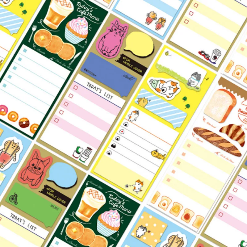 1 шт. Стикеры для заметок в виде мультяшных животных кота кактуса|Блокноты| |