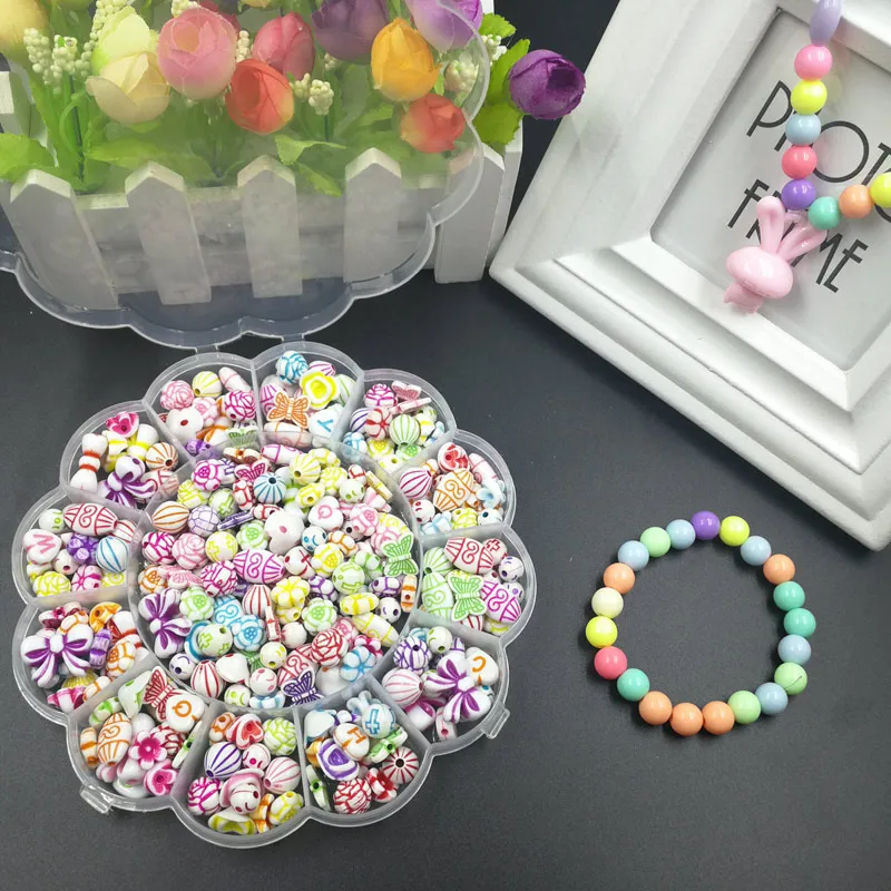 Diy Beads Toys for Kids Children Handmade Necklaces Bracelets Beads Jewelry Making Kit Set Kids Educational Toys Girls Gift