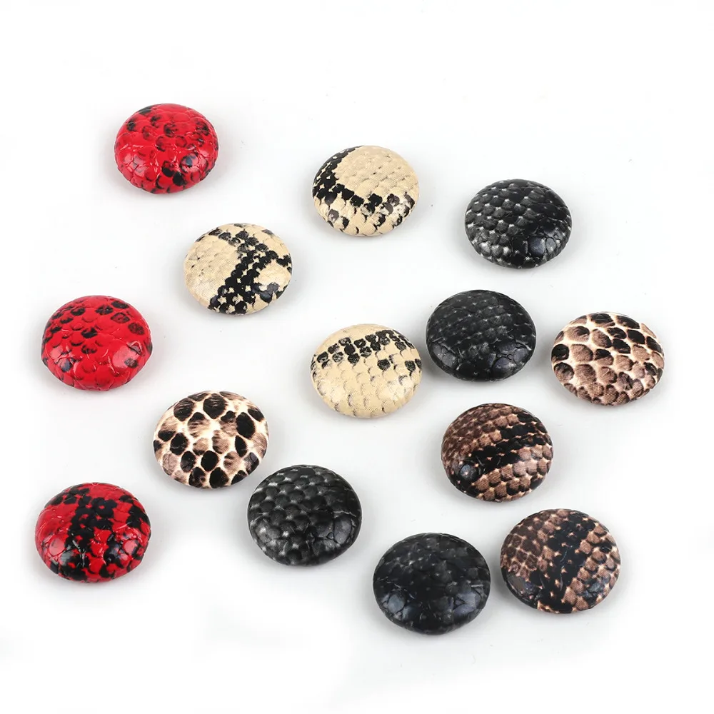 

20pcs/pack Leopard Printed PU Leather Round Buttons/4pcs Square&Round Hollow Charm Pendant Handmade DIY/Sewing Garment Decor
