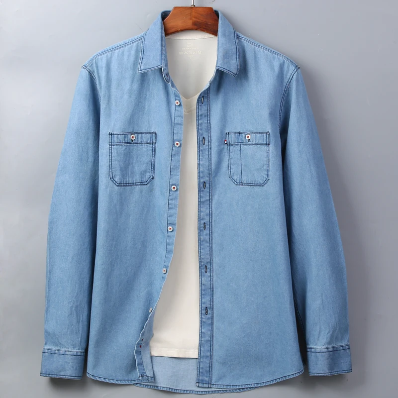 mens denim work shirts long sleeve