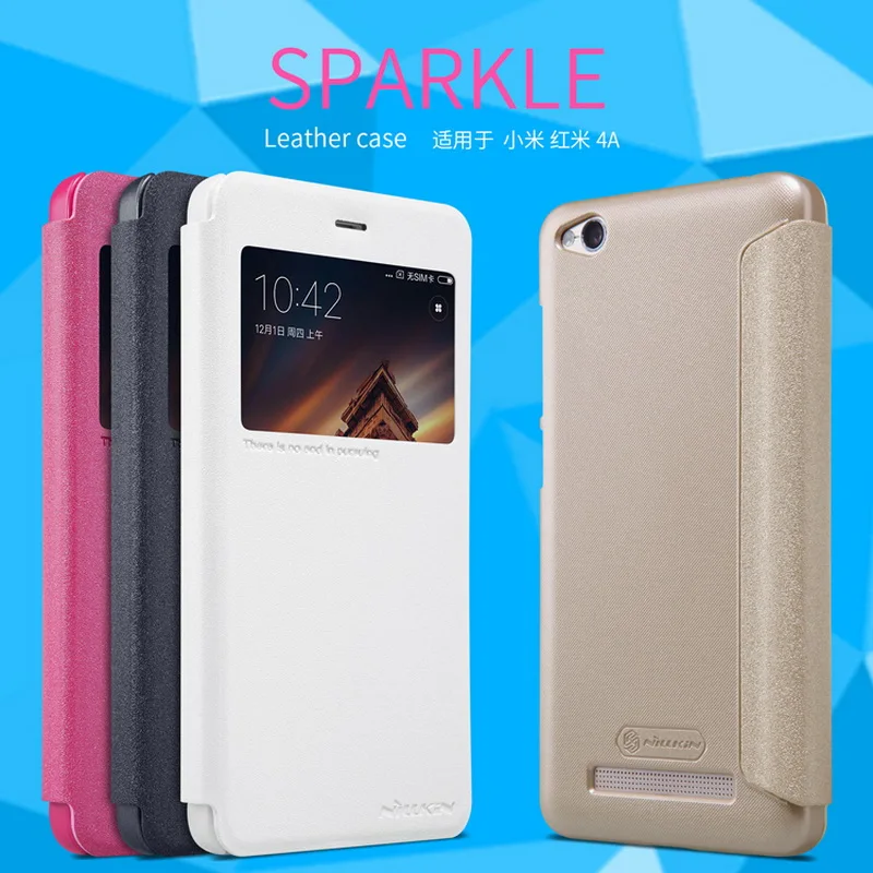 

Flip Smart Answer Window View Leather Case for Xiaomi Redmi 4A Redmi4A 4 A 5.0inch Original NILLKIN Sparkle series Fashion Cover