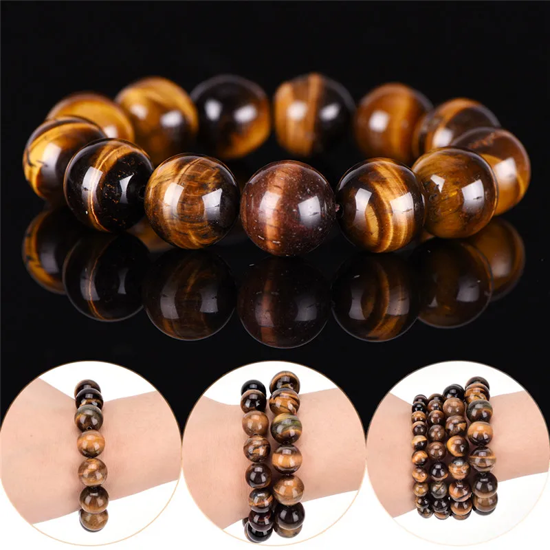 

Natural Stone bead bracelet Tiger Eyes pulseras mujer Men Women Buddha Bracelets 6mm 8mm 10mm 12mm 14mm 16mm 2018