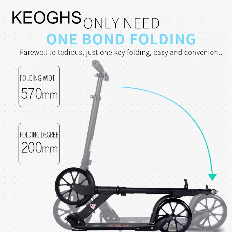 Новая модель самоката для взрослых, регулируемый по высоте, Детский самокат, складные самокаты, полностью алюминиевые, 20 см, 2 полиуретановые колеса