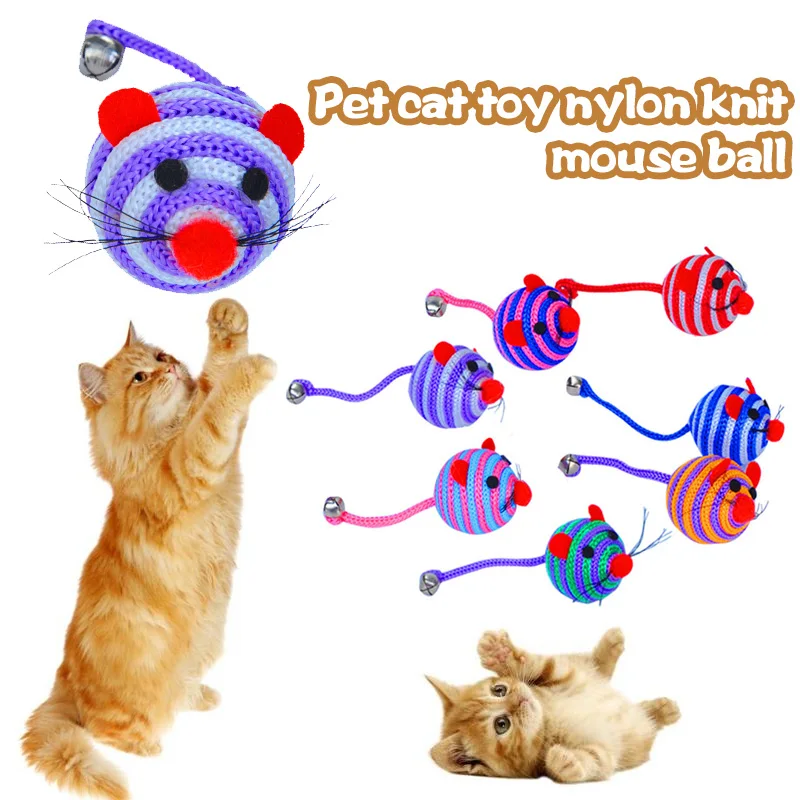 

Stripe Nylon Rope Rat Cat Toy Long Tail Bell Bite Play Toy Puppy Creative Training PET Supplies Cat Dog Nylon Mouse Ball Cute