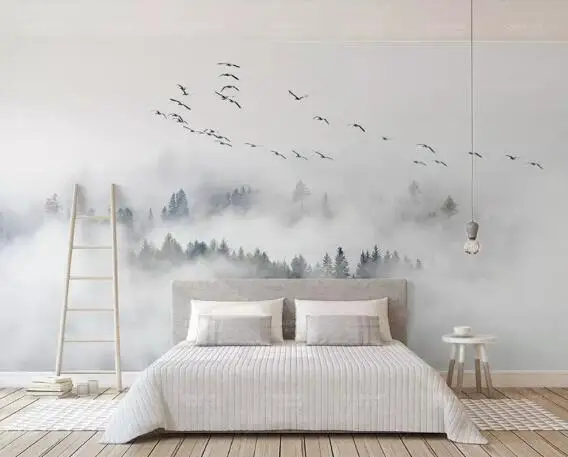 

Custom Wallpaper Photo wall mural wallpaper of Bird Pine Forest Clouds wall papel de parede 3d wallpaper papier peint