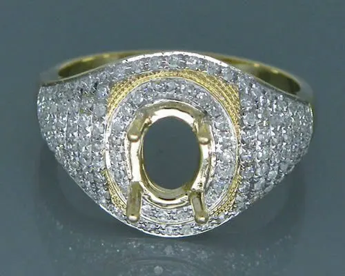 

Solid 14k Oval Ring Mountings 6x8mm Solid 14kt Yellow Gold 0.76ct Diamond Semi Mount Engagement Ring Settings For Sale