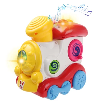 

Kid Toys locomotive Simulated Train Siren Multi-function with Light & Music Parent-child interaction Educational Toys