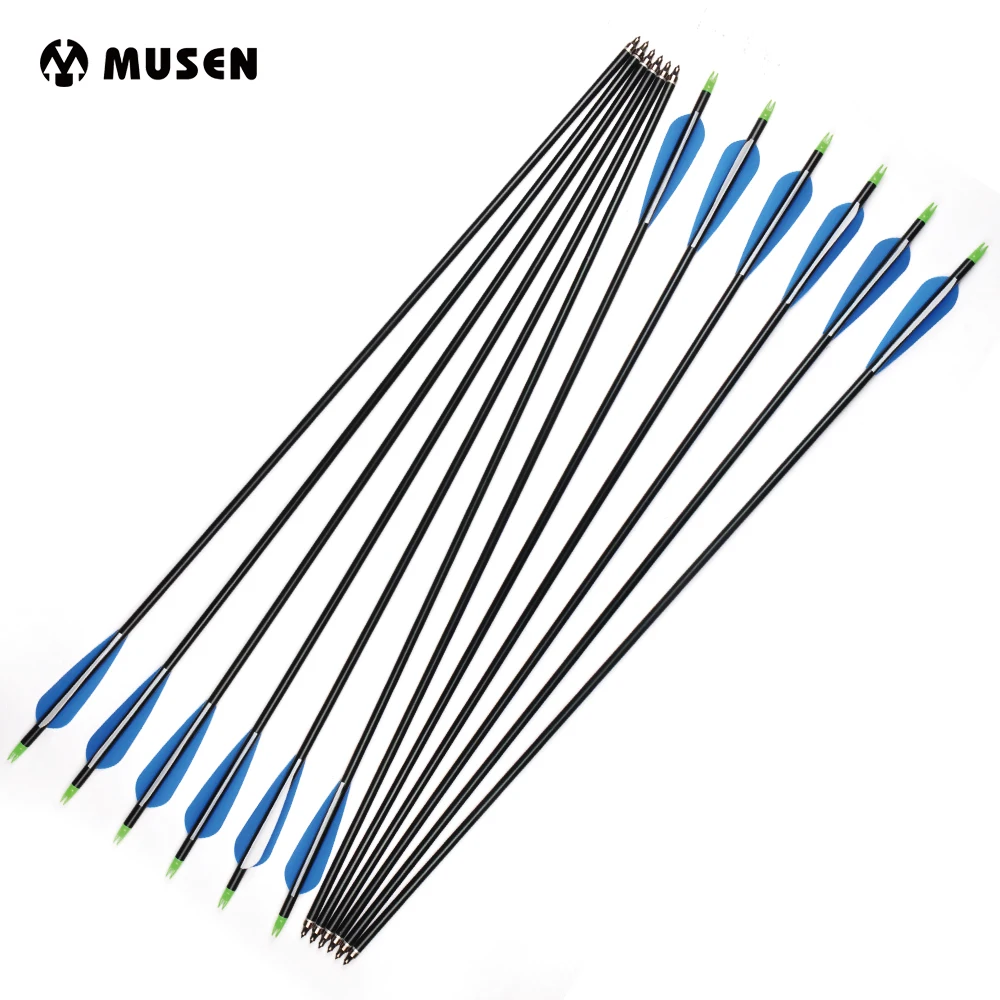 

6/12/24pcs 30 inches Spine 350 Aluminum Arrow with Removeable Tips and Plastic Feather for Compound Recurve Bow Huntting