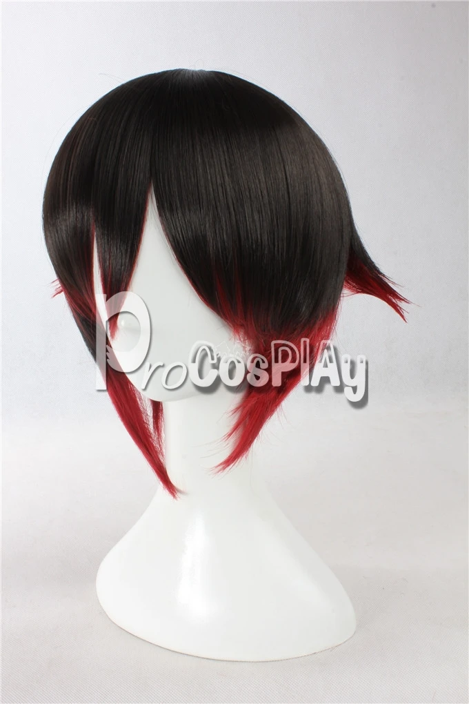 Murah RWBY Red Trailer Ruby Merah dan Hitam Gradien W i g Cosplay rambut kepala aksesori mp001511