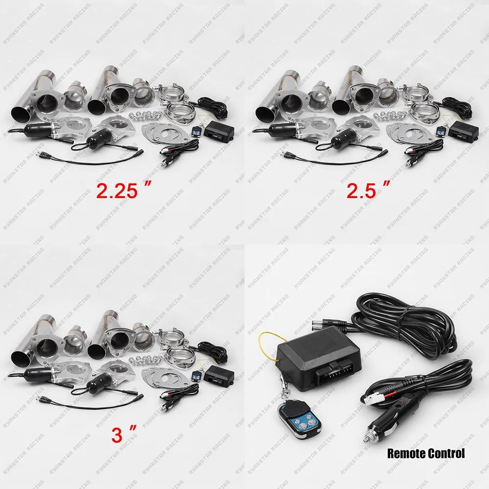 Ryanstar-передний 2,2" 2,5" " 2 xCut дистанционного Управление/ручной переключатель Нержавеющая сталь Y заголовки пара Электрический Выпускной вырез трубы комплект