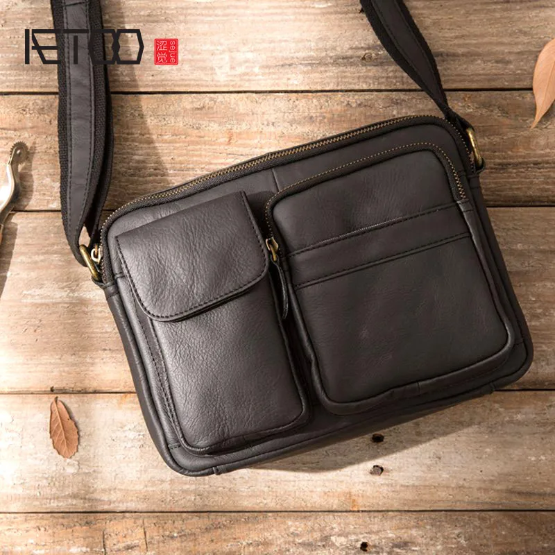 

AETOO Small men's bag casual Korean version of the retro leather men's bag shoulder Messenger bag