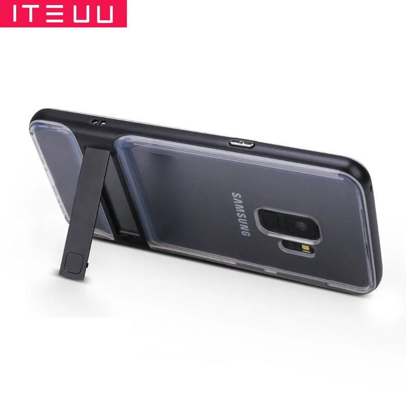 

ITEUU S9/S9PLUS PC TPU Kickstand Case for Samsung Galaxy S9 S9 Plus Cases Soft Silicone Clear Transparent Cover stand