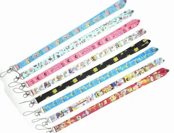 

Anime Keychain SpongeBob SquarePants Premium Lanyard id badge holder keychain straps for mobile phone Free Shipping