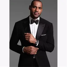 Custom Made Black Men Suit With White Lapel 2 pieces(Jacket+ Pants) Groom Tuxedos Groomsmen Wedding Apparel Blazer Suits For M