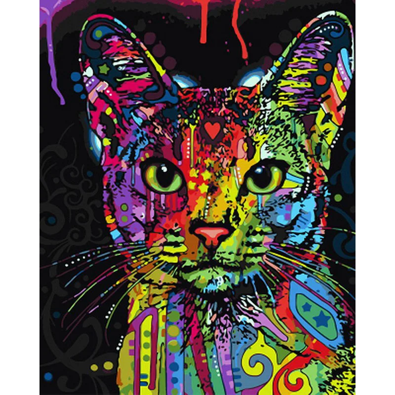 Objetor a lo largo congelador ARTNESSTORY Arte Abstracto colorido gato animales pintura de DIY por  números pintado a mano pintura al óleo de pared arte foto|Pintura por  números| - AliExpress