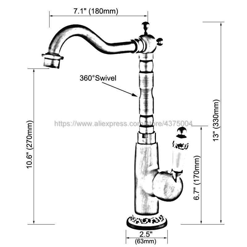 Bathroom Antique Red Copper Basin Faucet Single Handle Bathroom Sink Faucet Cold and Hot Mixer Water Nnf625